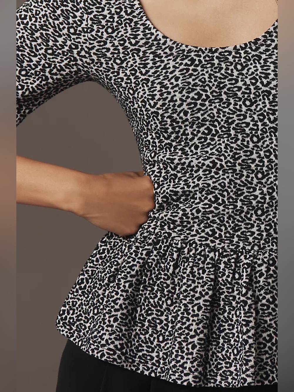 Anthropologie Maeve Peplum Scoop Neck Leopard Print Top Size Medium